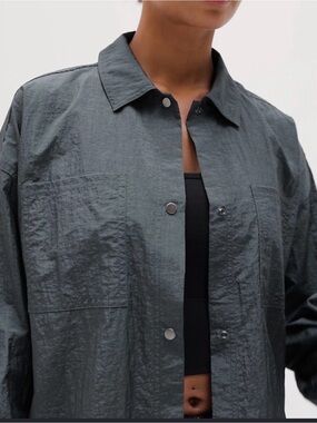 Athleta Lunar Sheen Button Down Shirt Lightweight Chic Athleisure